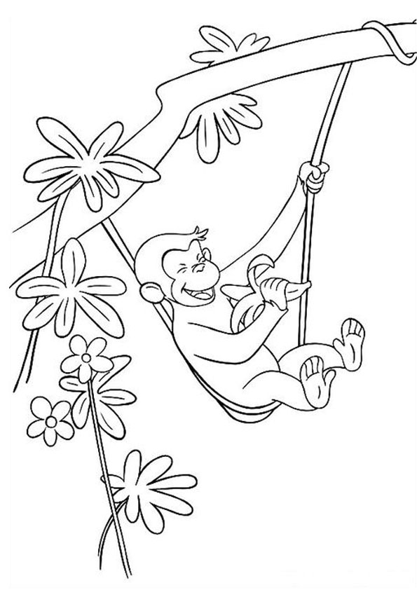 Coloring Pages | Curious George Eating Banana Coloring page